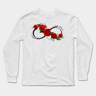 Infinity Symbol with Red Roses Long Sleeve T-Shirt